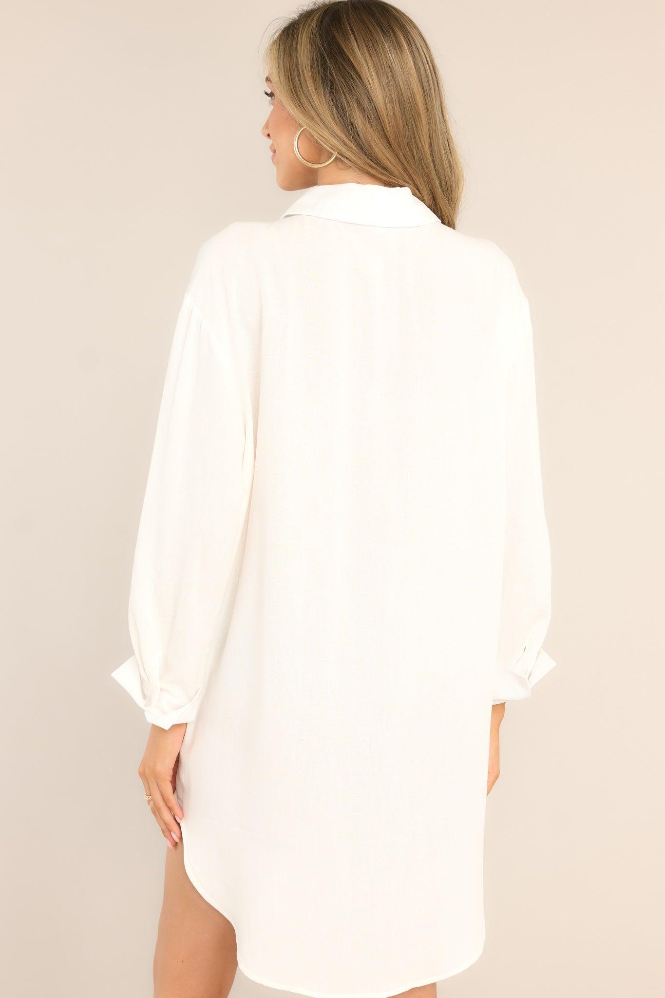 My Everything White Button Front Shirt Dress Product Image