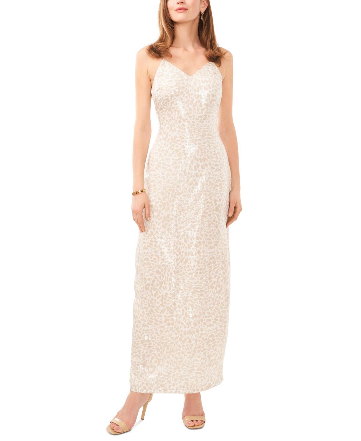 Vince Camuto Womens Sequined Animal Print Maxi Dress Product Image