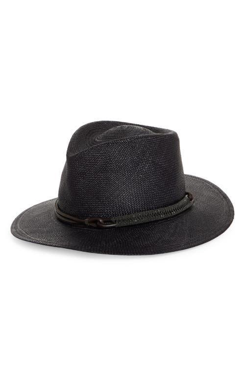 Womens Straw Fedora With Leather And Monili Band Product Image