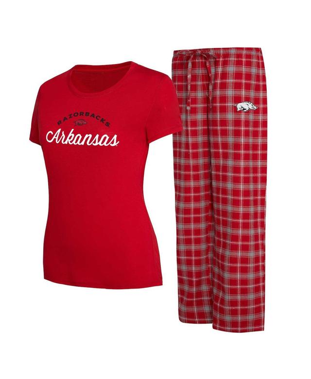 Womens Concepts Sport Cardinal/Gray Arkansas Razorbacks Arctic T-Shirt & Flannel Pants Sleep Set Product Image