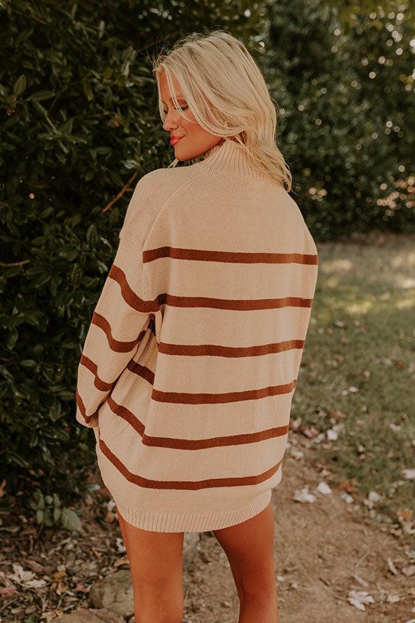 Cue The Chic Stripe Sweater in Iced Latte Product Image