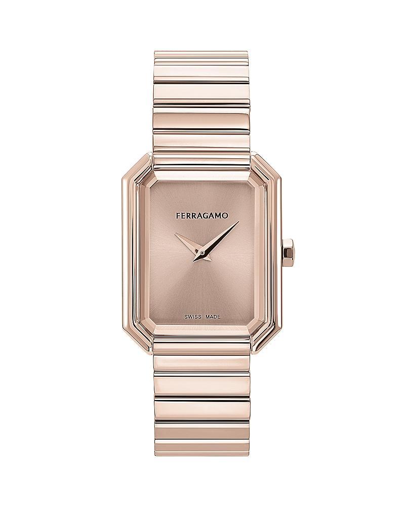 Salvatore Ferragamo Womens Swiss Rose Gold Ion Plated Stainless Steel Bracelet Watch 27x34mm Product Image