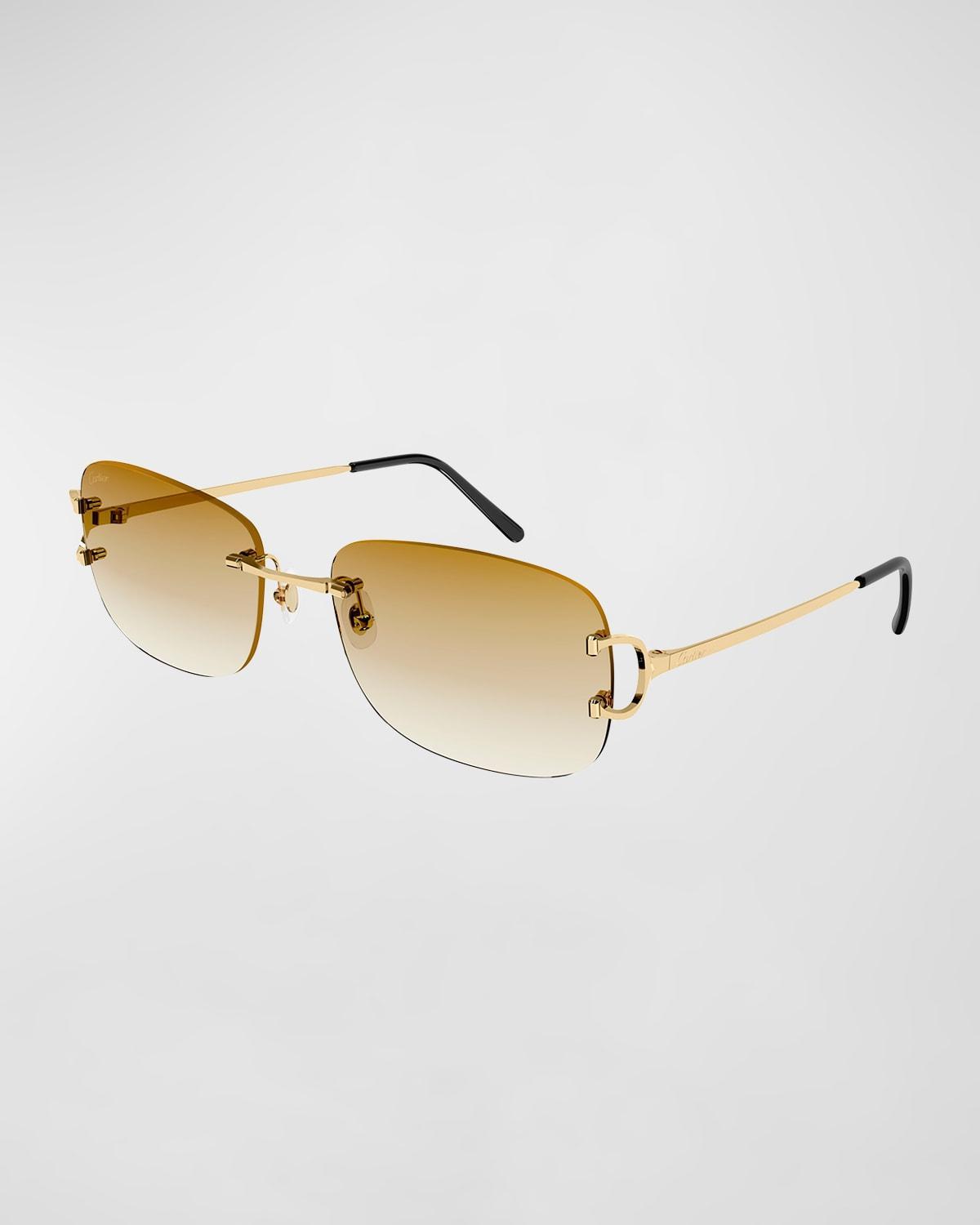 Cartier Signature C 24K Gold Plated Rimless Sunglasses Product Image