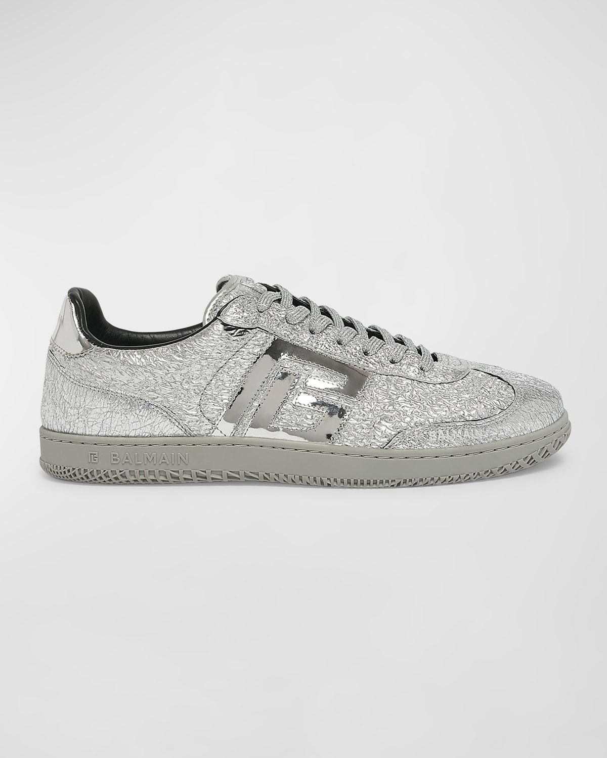 Mens Swan Silver Leather Low-Top Sneakers Product Image