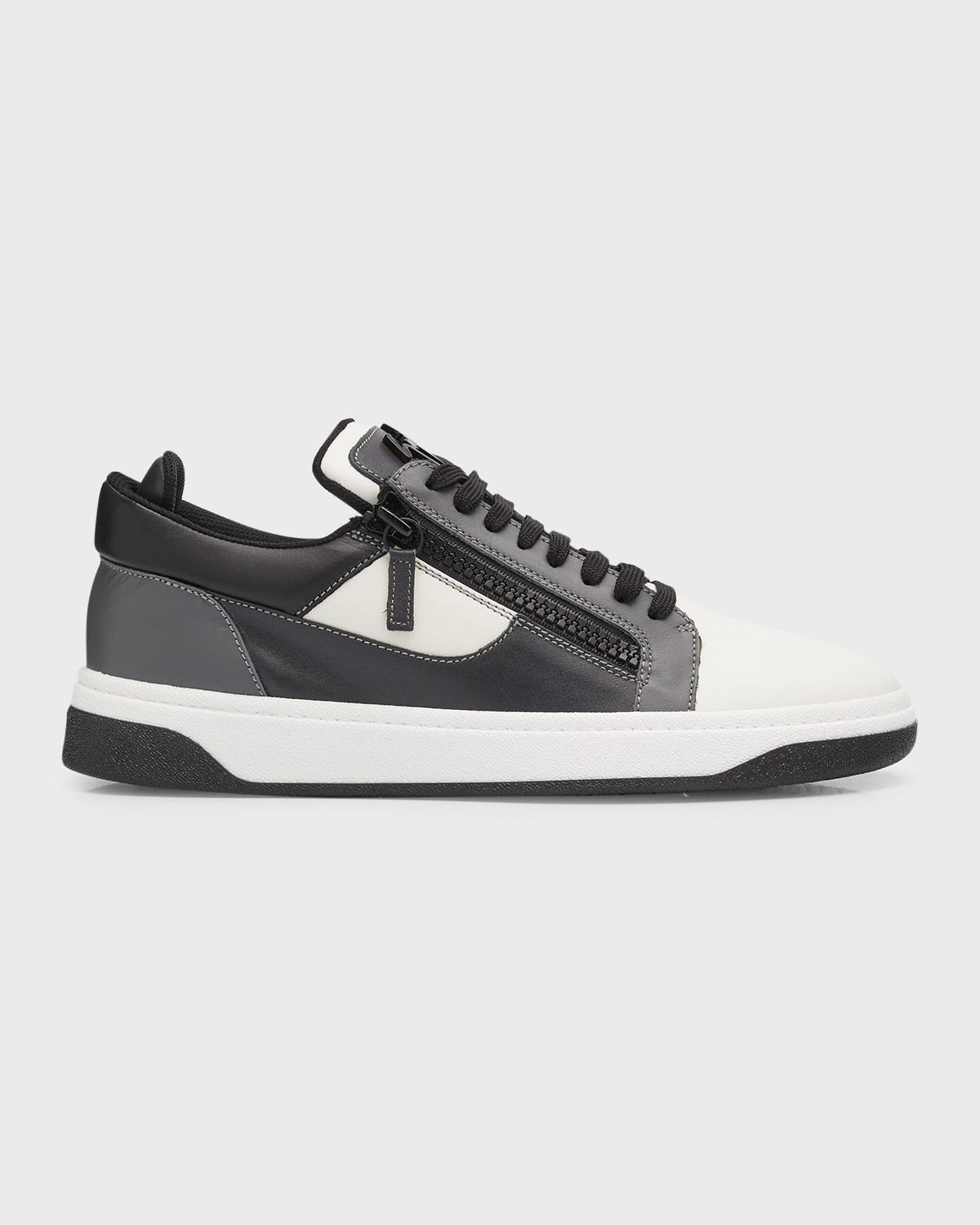 Mens Leather Low-Top Zip Sneakers Product Image