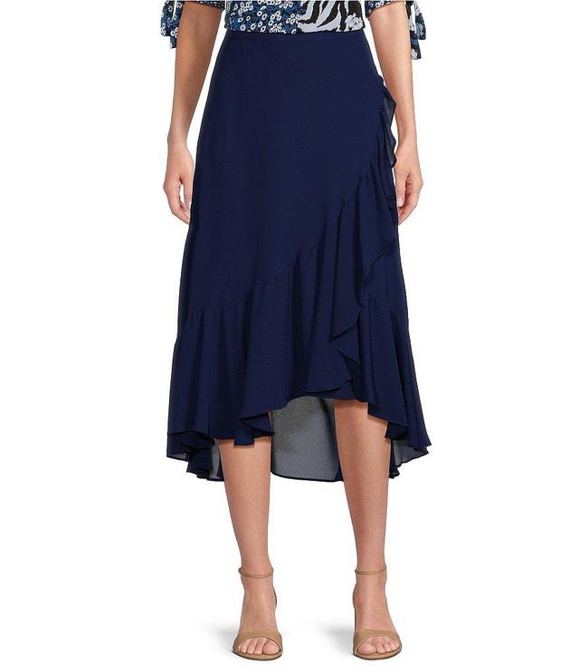 Investments High-Low Ruffled Hem Faux Wrap Midi Skirt Product Image