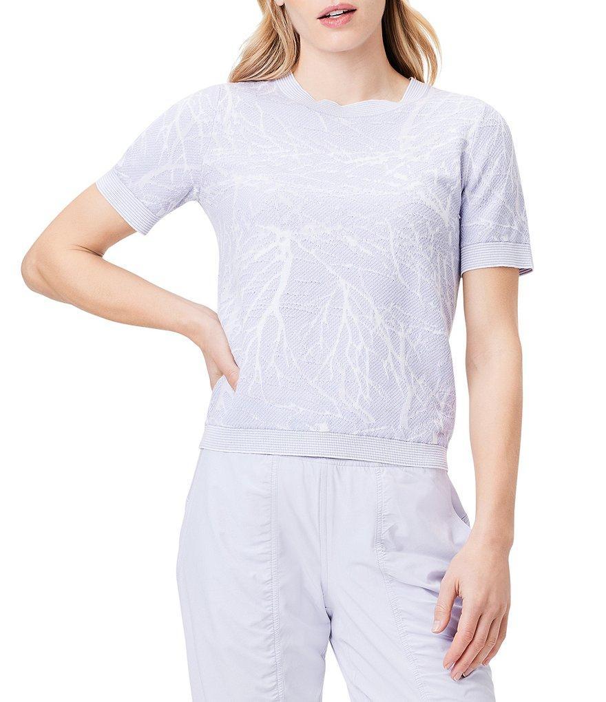 NZ ACTIVE by NIC+ZOE Knit Off The Court Marble Contrast Print Crew Neck Short Sleeve Tee Product Image