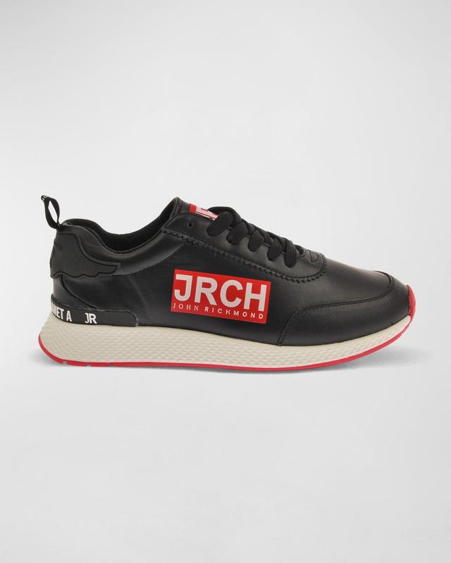 John Richmond Men's Logo Leather Low-Top Sneakers - Size: 42 EU (9D US) - WHITE Product Image