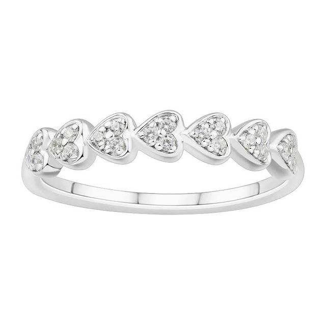 Sterling Silver 1/10 Carat T.W. Diamond Heart Band Ring, Womens White Product Image