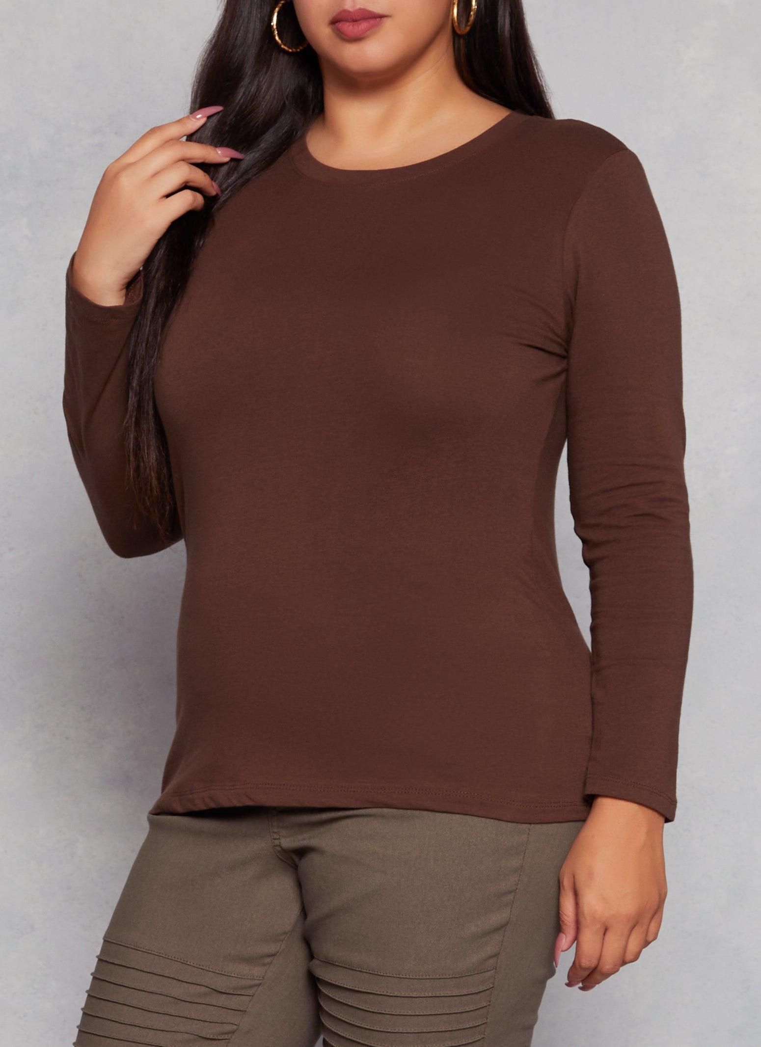 Womens Plus Size Ambiance Long Sleeve Basic T Shirt Product Image