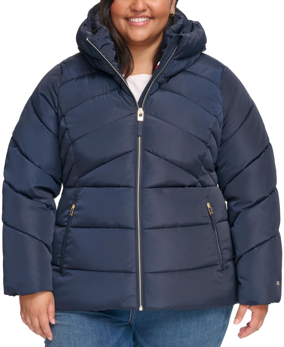 Tommy Hilfiger Womens Plus Size Hooded Puffer Coat Product Image