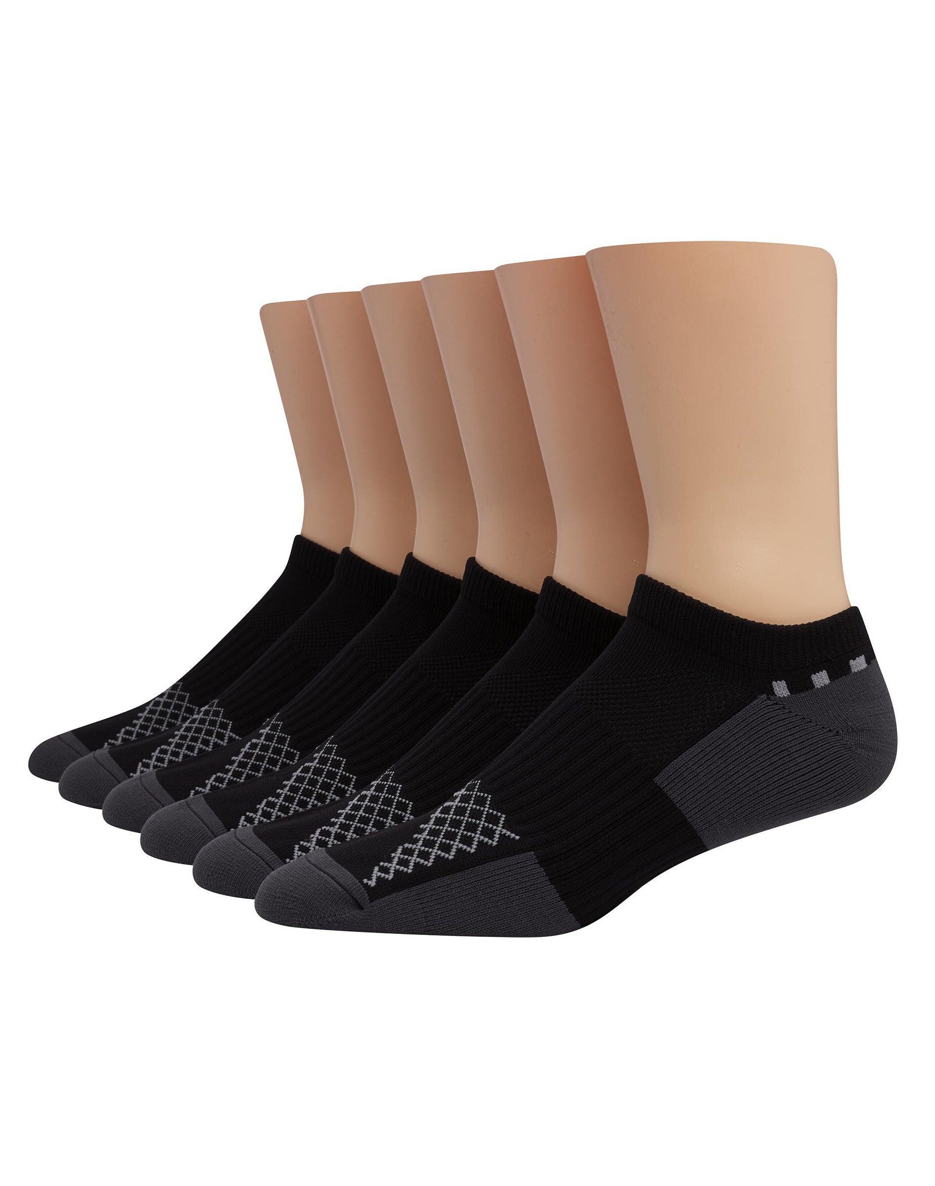 Hanes X-Temp Performance No Show Mens Socks, Shoe Sizes 6-12, 6-Pack, Black/White/Grey Product Image