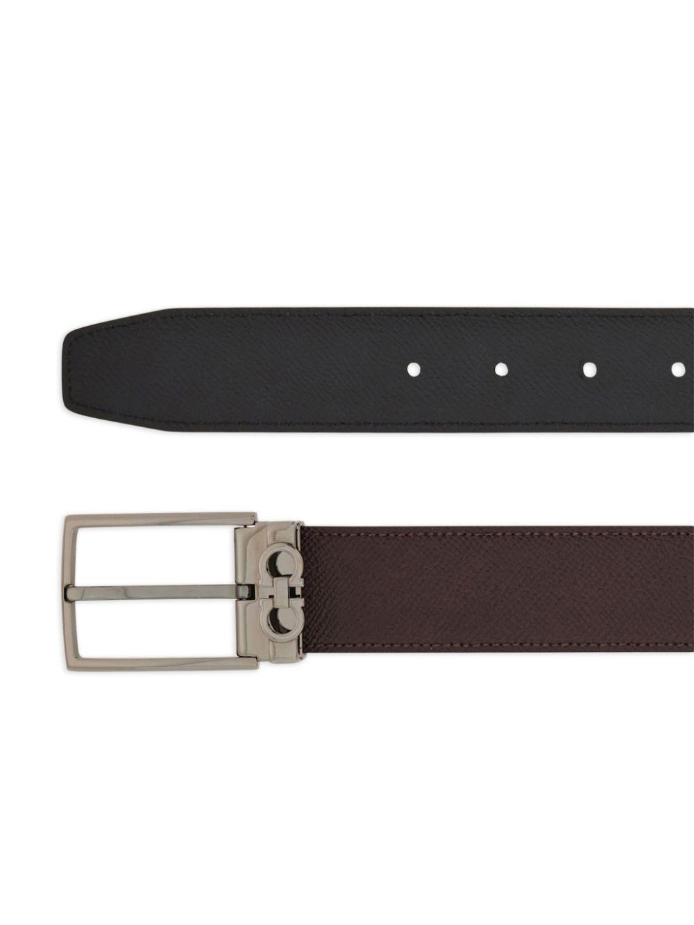 FERRAGAMO Reversible Leather Buckled Belt In Red Product Image