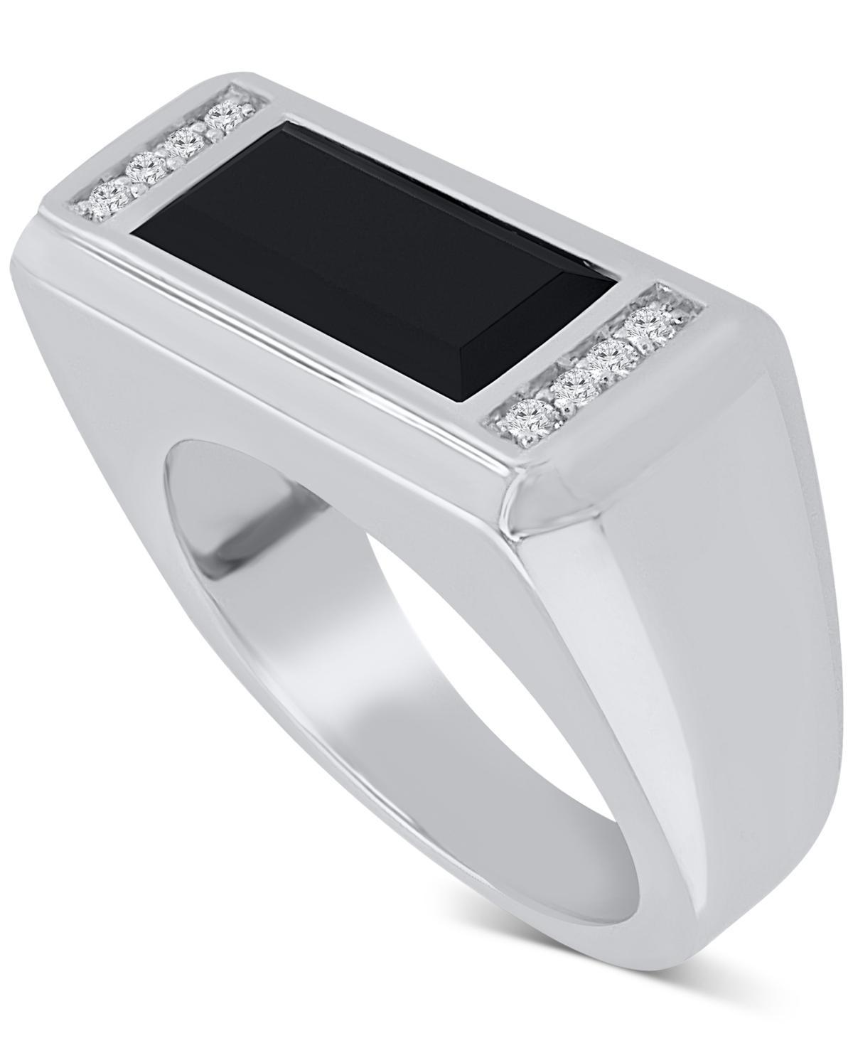 Mens Onyx & Diamond (1/10 ct. t.w.) Polished Rectangular Ring Product Image