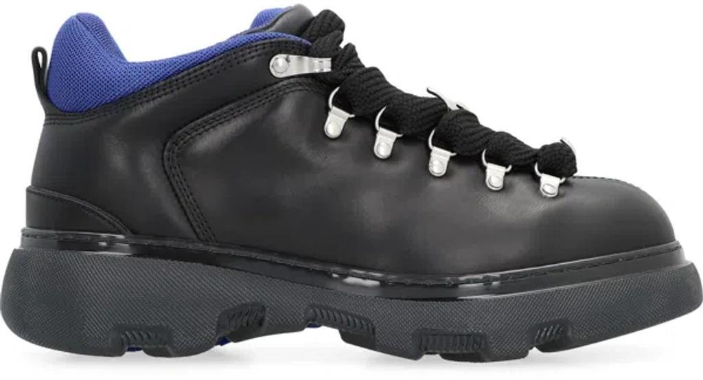 BURBERRY Men's Black Leather Hiking Boots Product Image