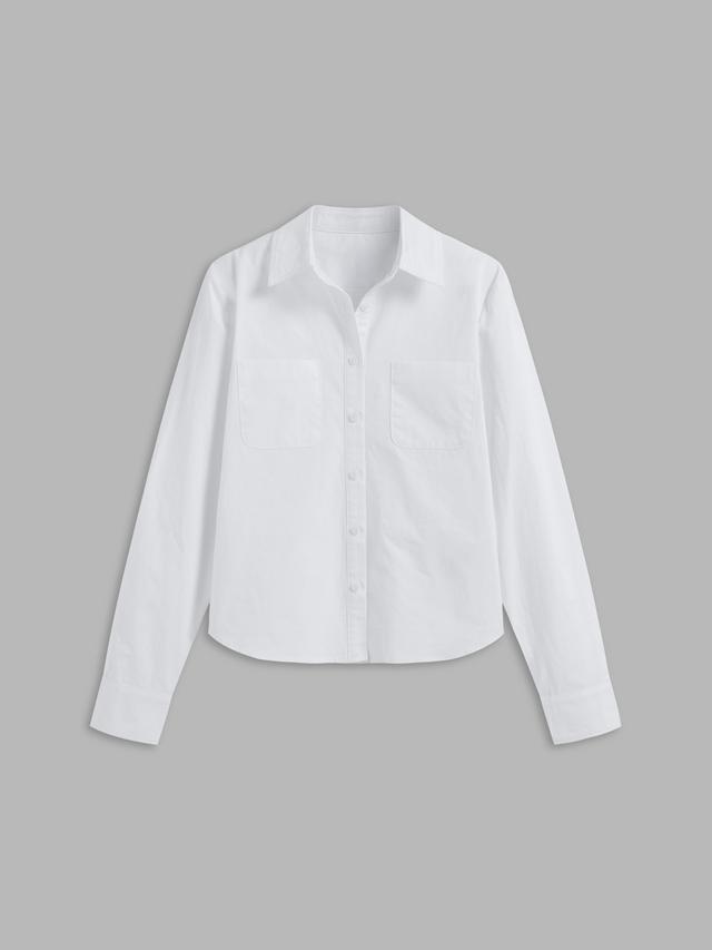 100% Cotton Collar Solid Button Long Sleeve Oversized Shirt Product Image