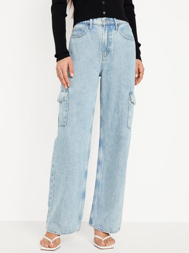 Extra High-Waisted Sky-Hi Wide-Leg Cargo Jeans Product Image