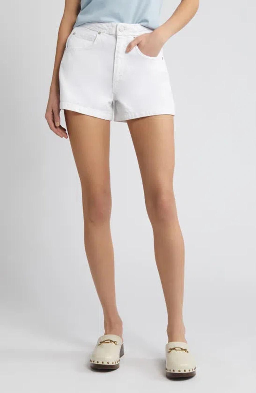 FRAME Braided Waistband Shorts In White Product Image