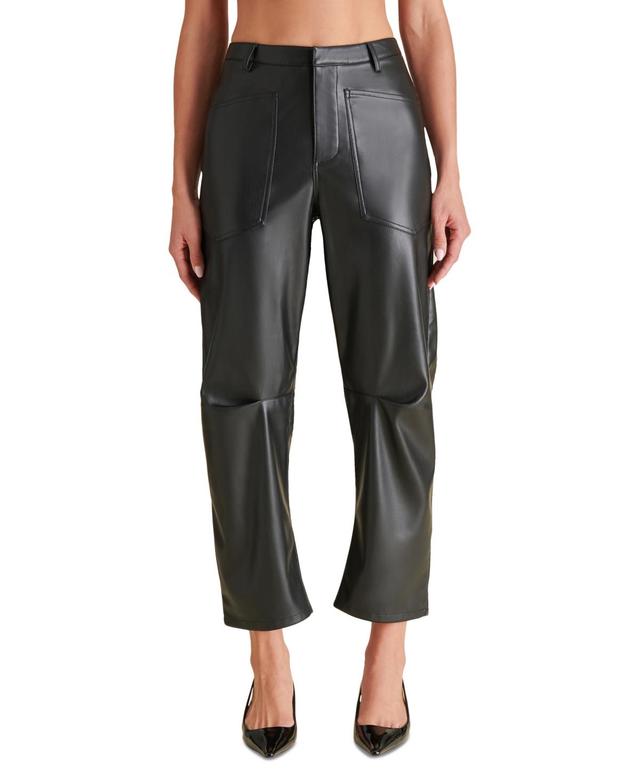 Steve Madden Womens Haniel Faux-Leather Barrel Pants Product Image