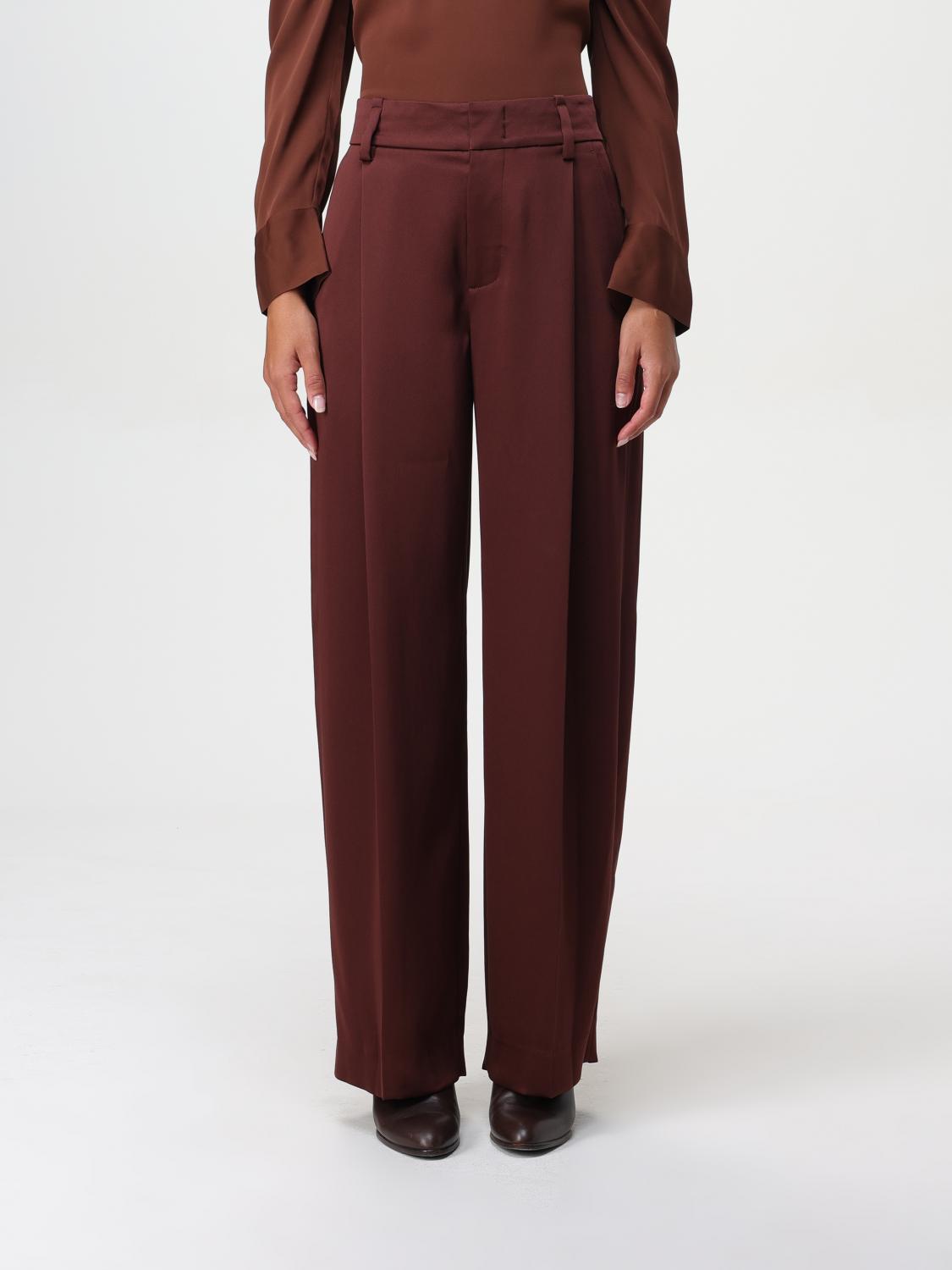 Satin Wide Leg Trousers Dark Rosewood In Burnt Product Image