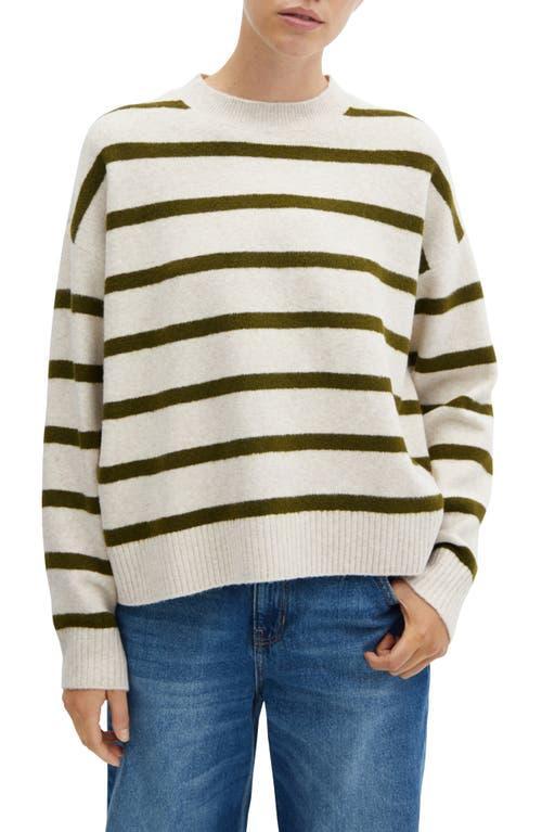 MANGO - Round-neck striped sweater khakiWomen Product Image