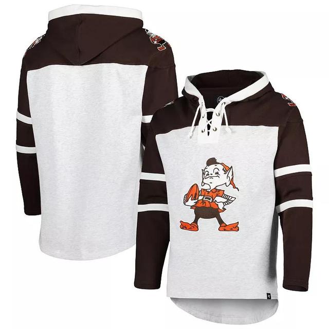 Mens 47 Cleveland Browns Heather Gray Brownie The Elf Historic Logo Gridiron Lace-Up Pullover Hoodie Product Image