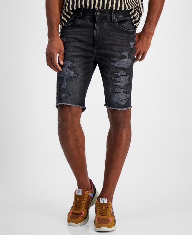 Guess Mens Slim-Fit Destroyed Denim Shorts Product Image