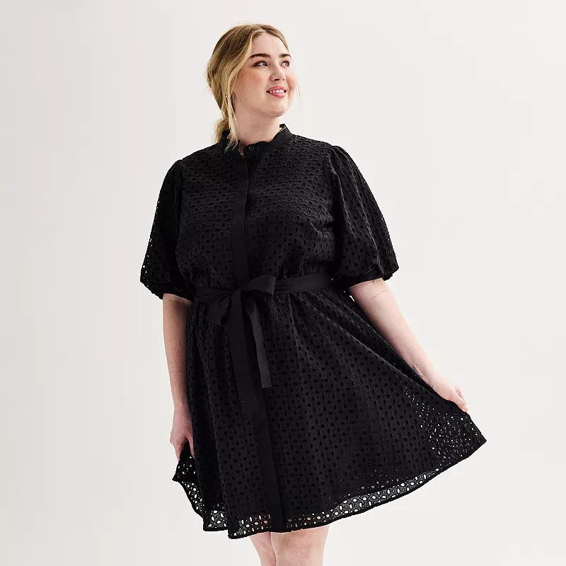 Plus Size Nine West Eyelet Fit & Flare Dress, Womens product image