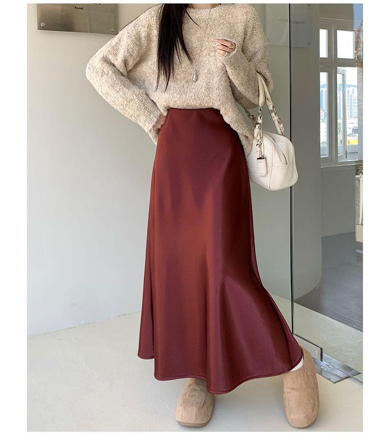 High Rise Plain Maxi A-Line Skirt Product Image