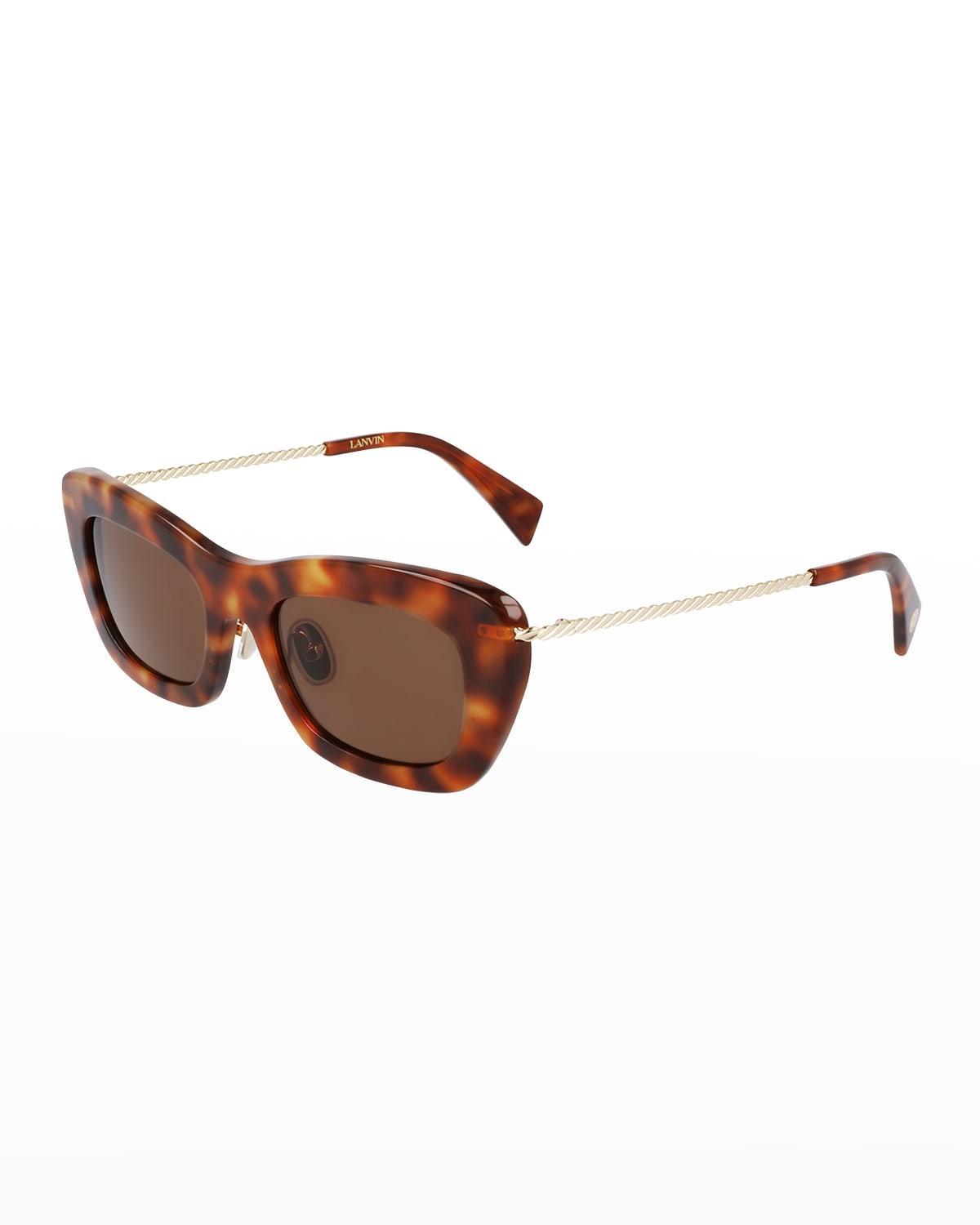 Babe Rectangle Twisted Metal/Acetate Sunglasses Product Image