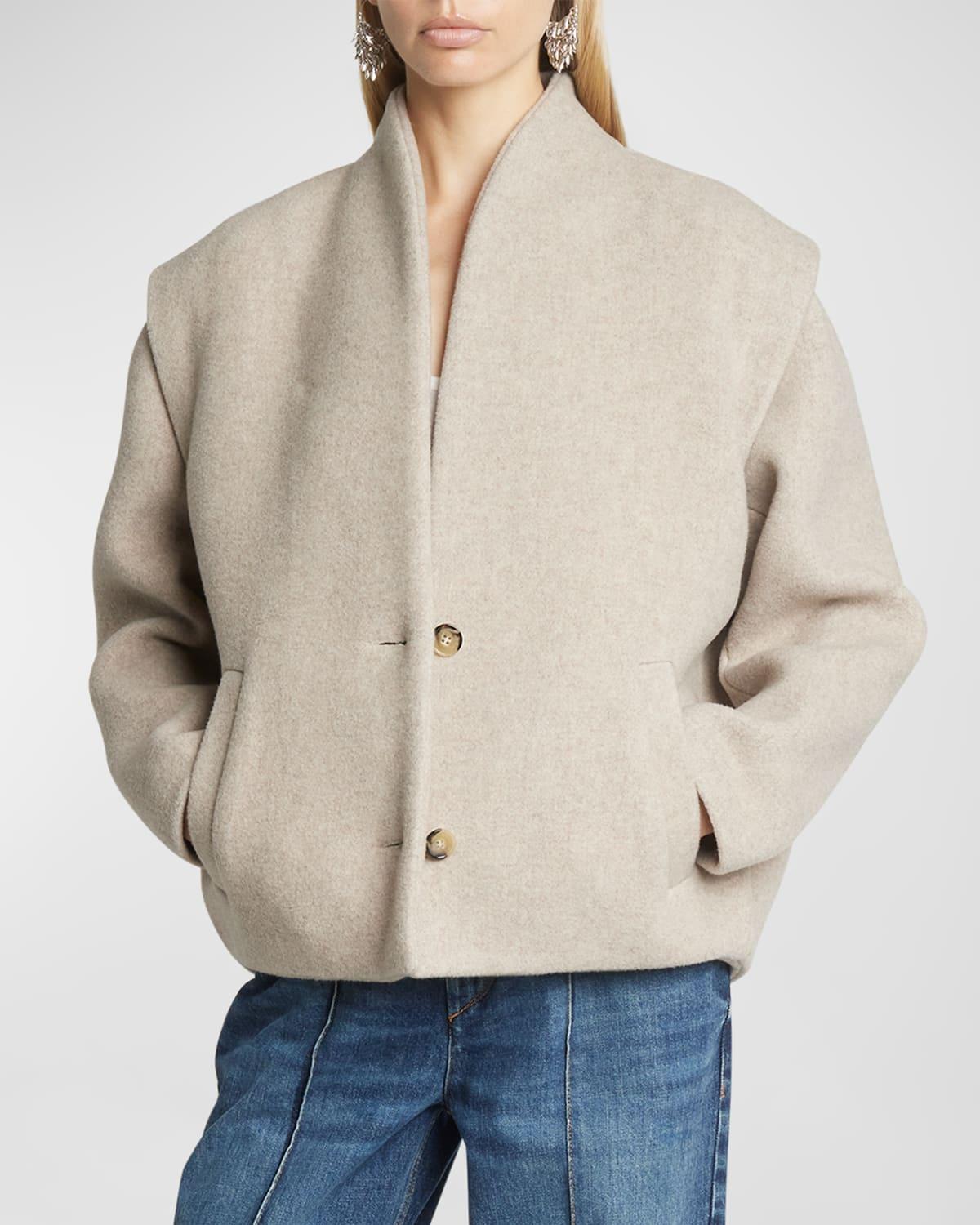 Isabel Marant Drogo Wool Blend Felt Crop Coat Product Image