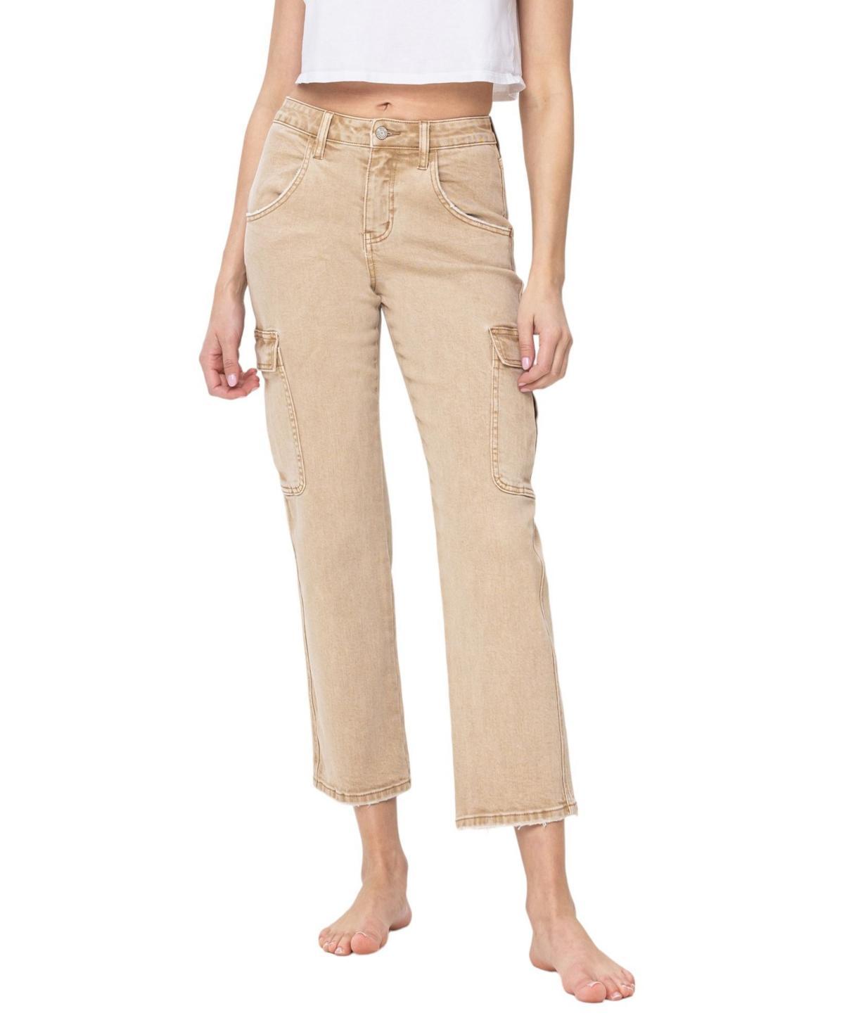 Women's High Rise Cargo Straight Jeans Product Image