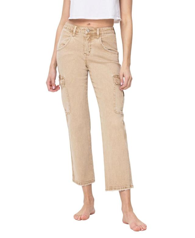 Women's High Rise Cargo Straight Jeans Product Image