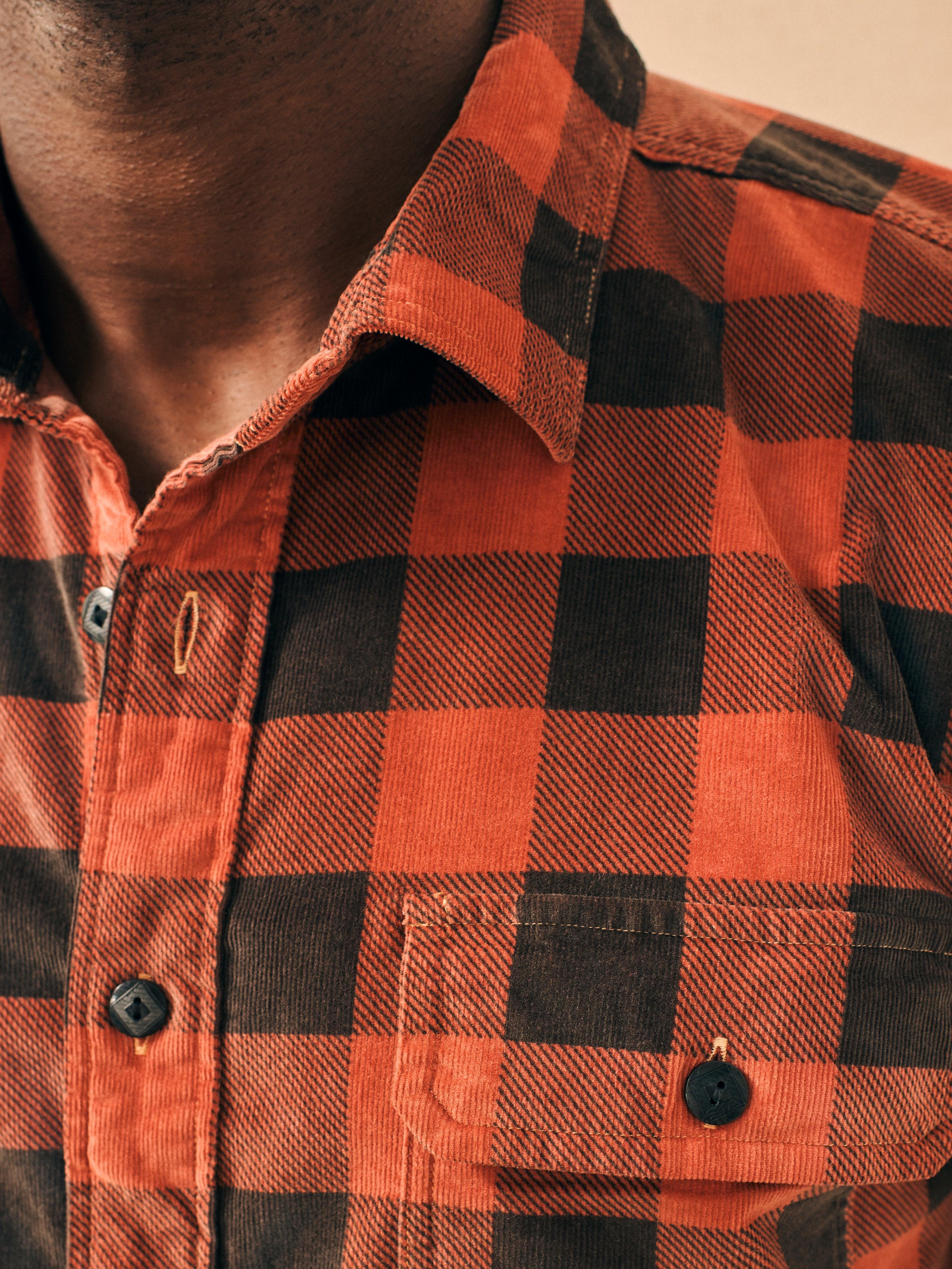 Stretch Corduroy Work Shirt - Cherry Charcoal Buffalo Product Image