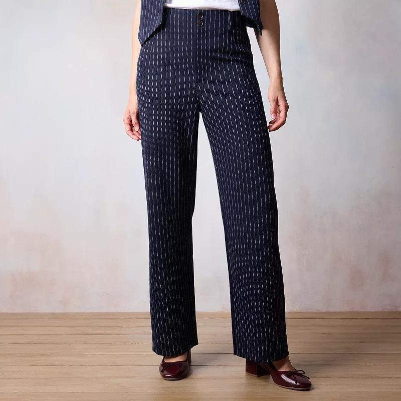 Womens LC Lauren Conrad Super High Rise Wide Leg Pants Blue Nova Stripe product image