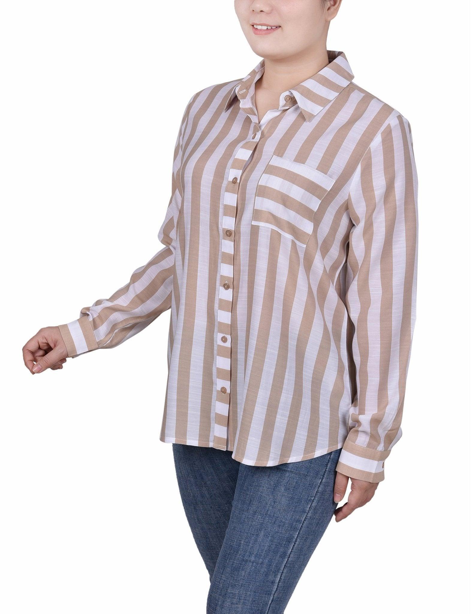 Long Sleeve Striped Blouse - Petite Product Image