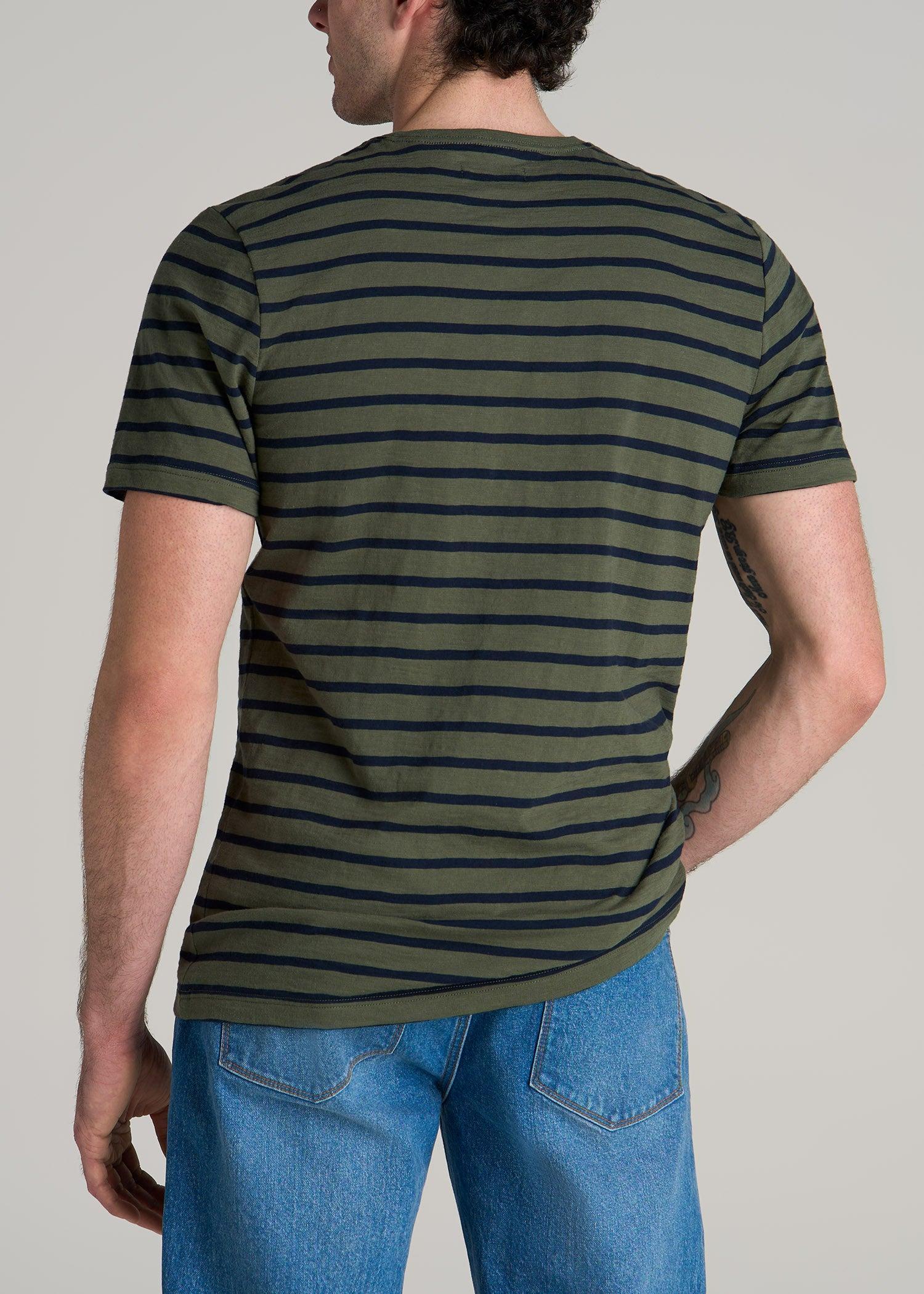 REGULAR-FIT Striped Tee in Dark Green and Navy Stripe - Men's Tall T-shirt Male Product Image