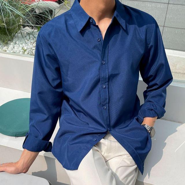 Long-Sleeve Plain Shirt Product Image