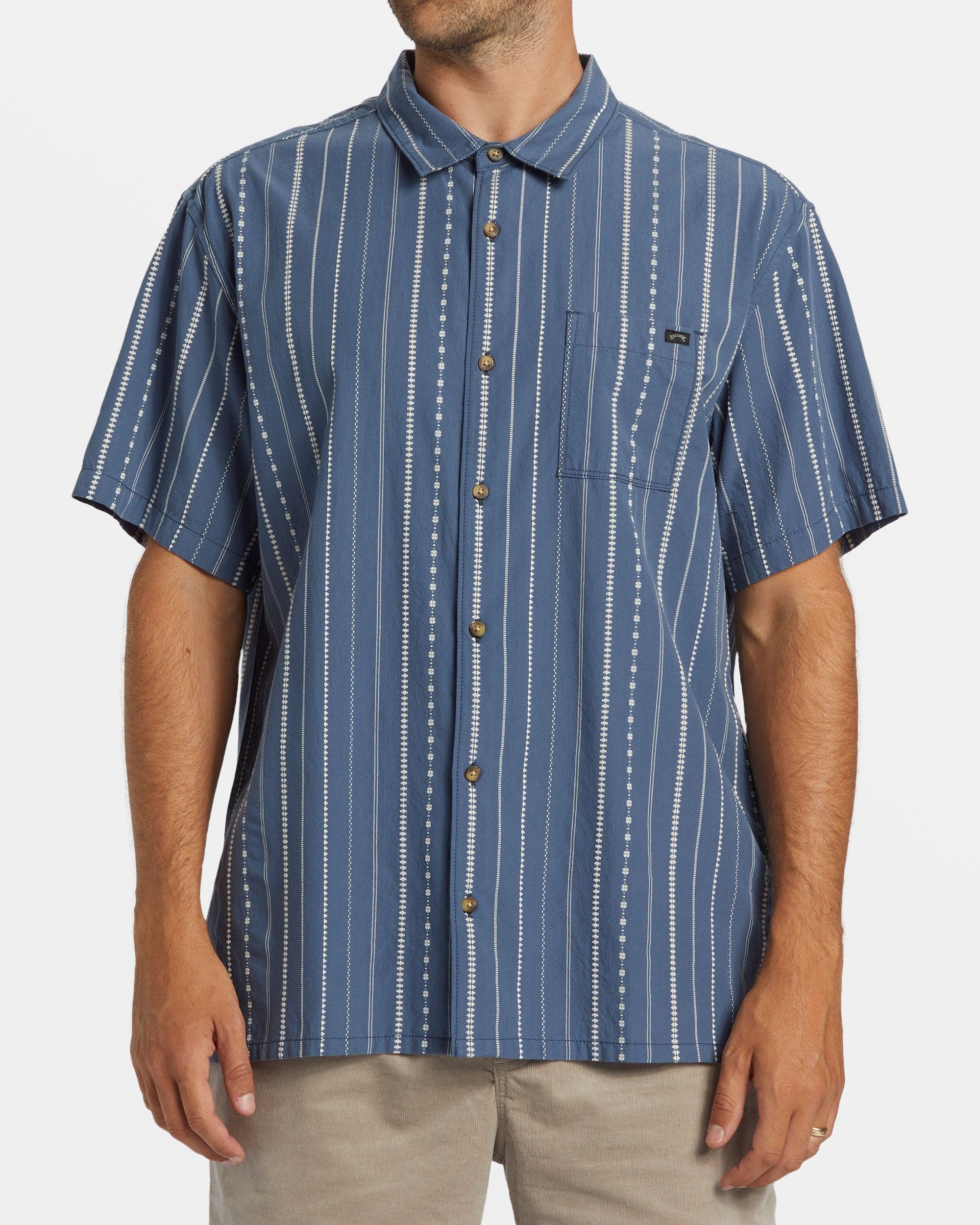 Sundays Jacquard Short Sleeve Shirt - Smoke Blue Male Product Image