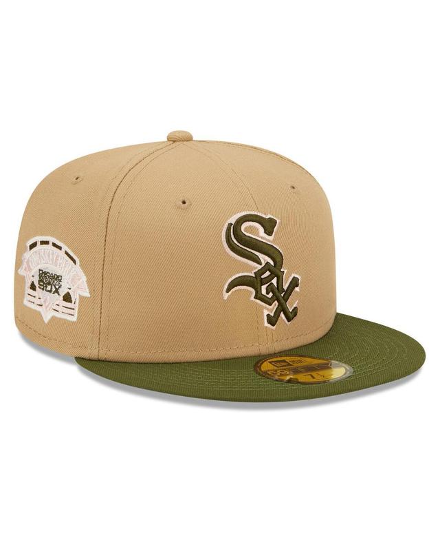 Mens New Era Khaki/Olive Chicago White Sox Pink Undervisor 59FIFTY Fitted Hat Beig/Green Product Image