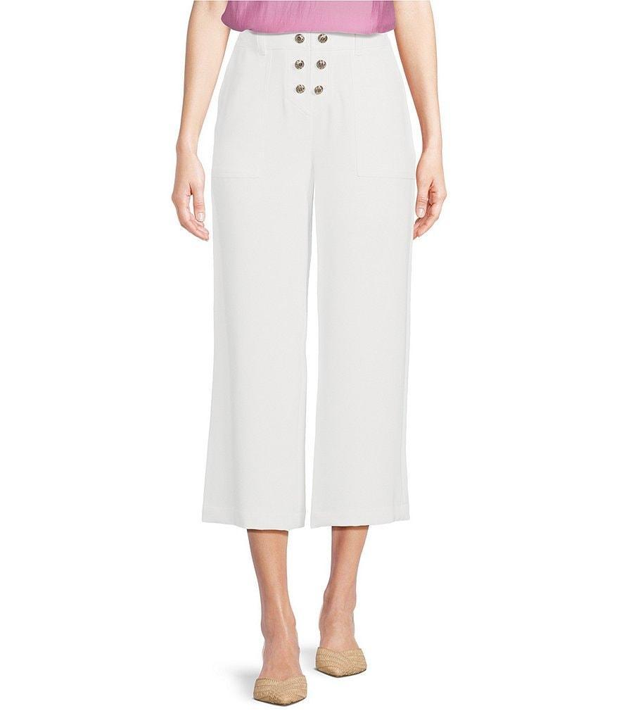 KARL LAGERFELD PARIS Wide Leg Button Front Pants Product Image