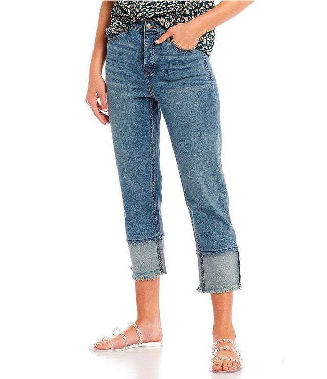 Jessica Simpson High Rise Throwback Frayed Detail Crop Straight Jeans Product Image