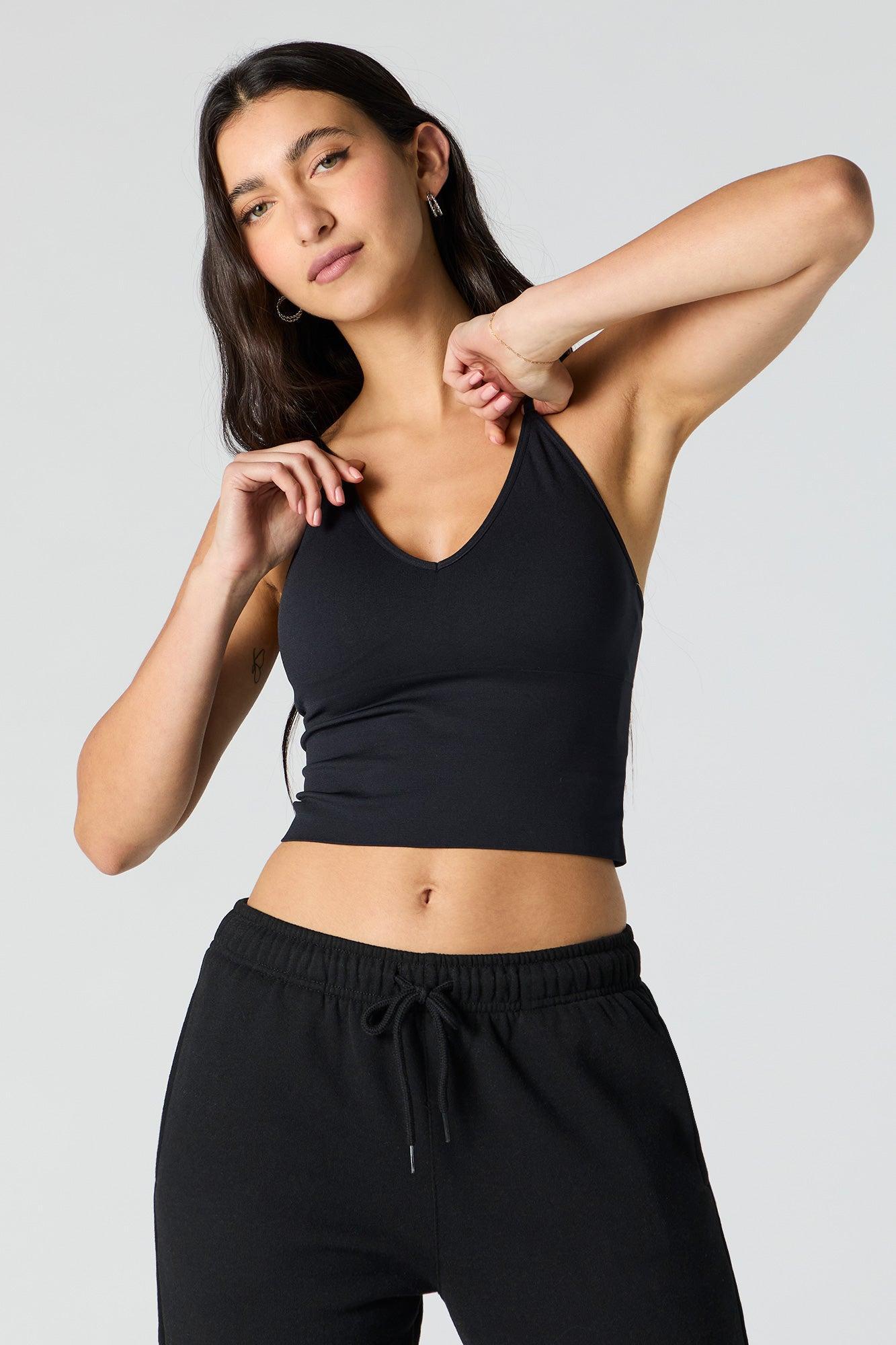 Seamless V-Neck Cami with Built-In Bra Cups Female Product Image