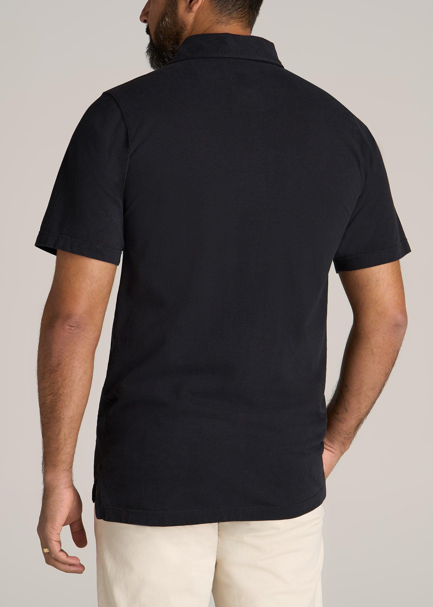 LJ&S Ultra Soft Short Sleeve Cotton Polo for Tall Men in Vintage Black Product Image