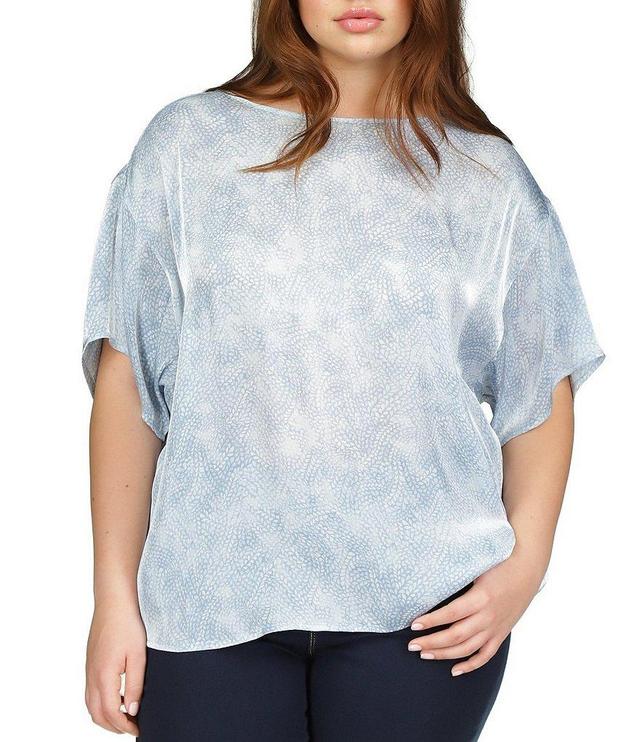 Michael Kors Plus Size Boat Neck Short Sleeve Printed Top Product Image