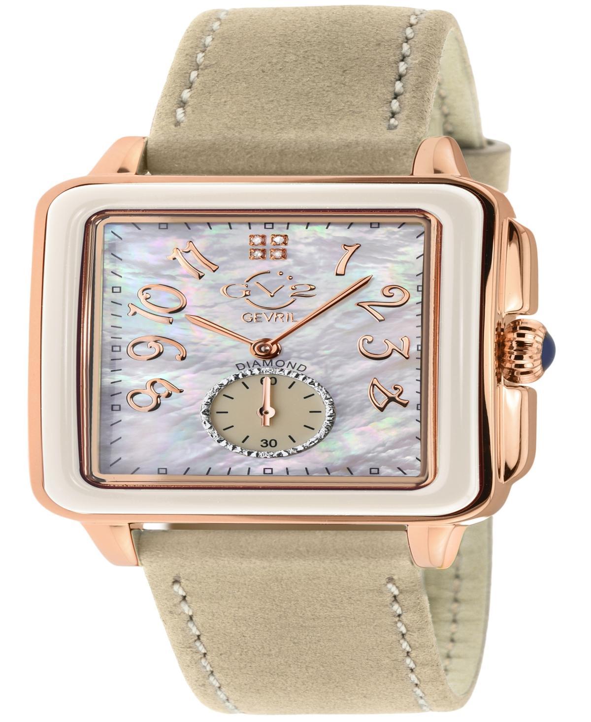 Gevril Womens Bari Enamel Swiss Quartz Italian Tan Leather Strap Watch 34mm Product Image