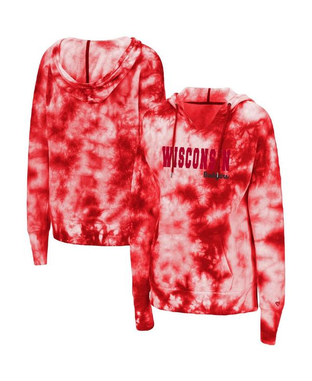 Womens Colosseum Red Wisconsin Badgers Shavonee Tie-Dye Pullover Hoodie Product Image