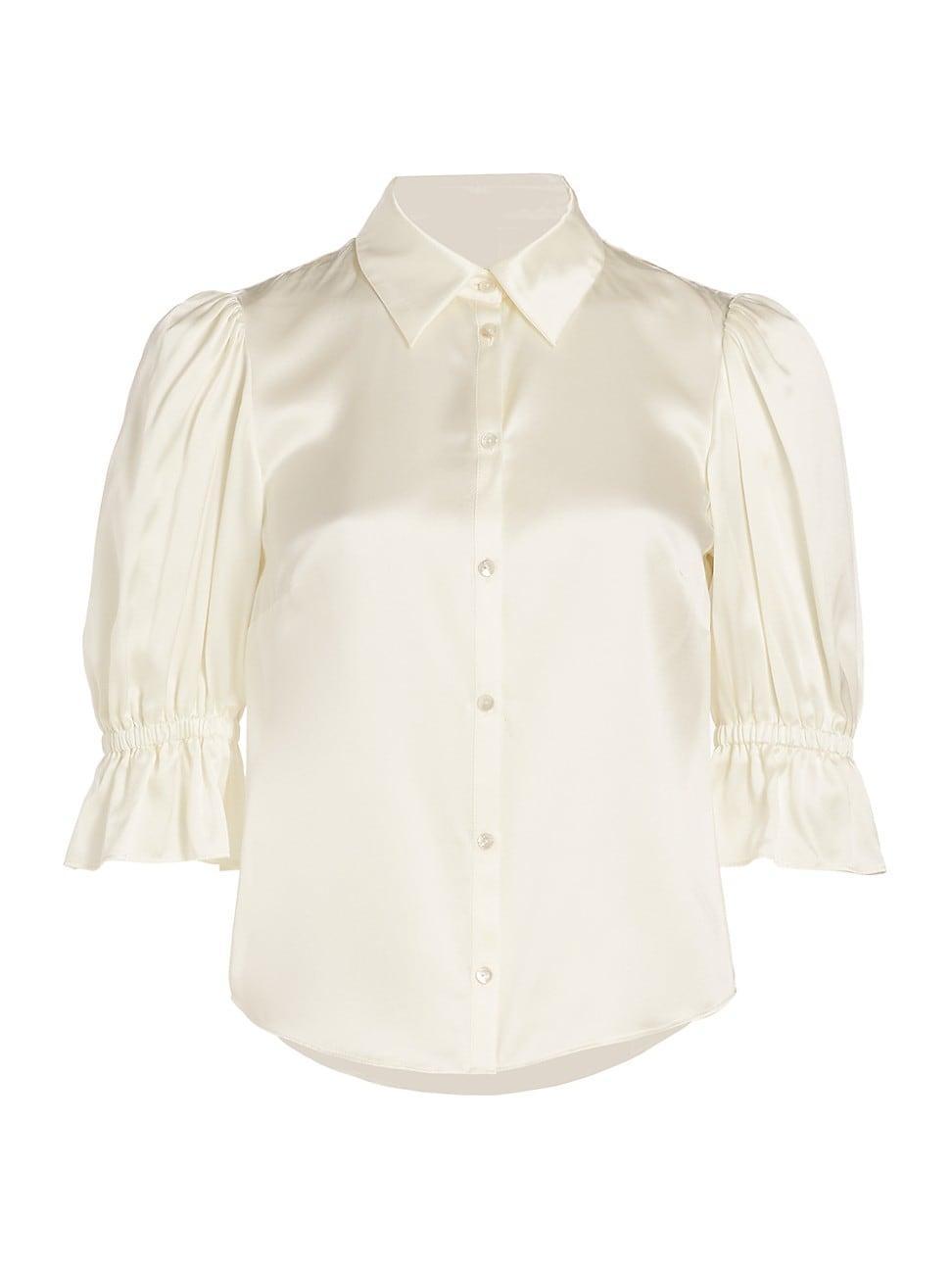 Cinq  Sept Fiona Ruffle Cuff Silk Button-Up Shirt Product Image