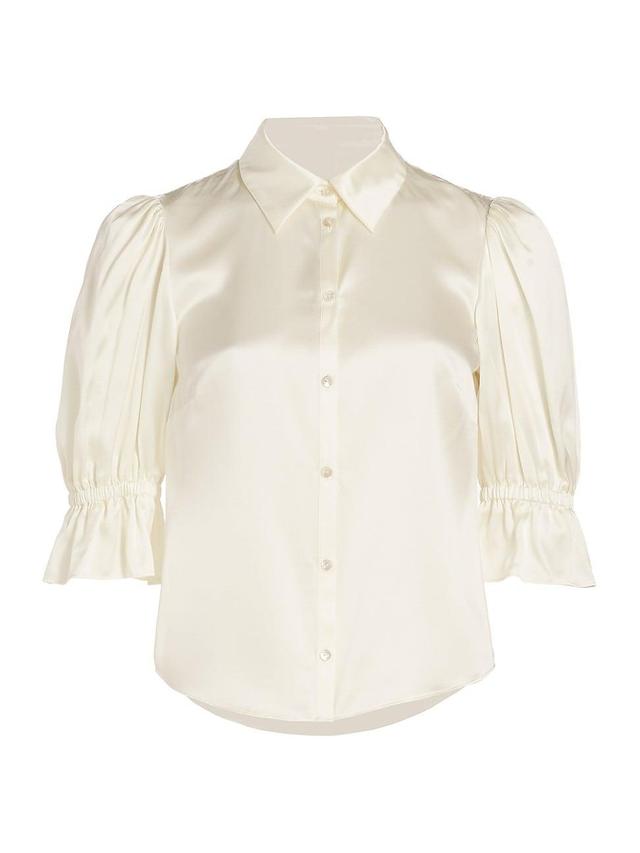 Cinq  Sept Fiona Ruffle Cuff Silk Button-Up Shirt Product Image