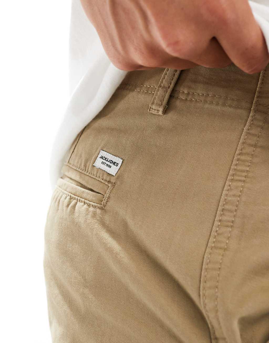 Jack & Jones loose fit cargo pants in beige Product Image